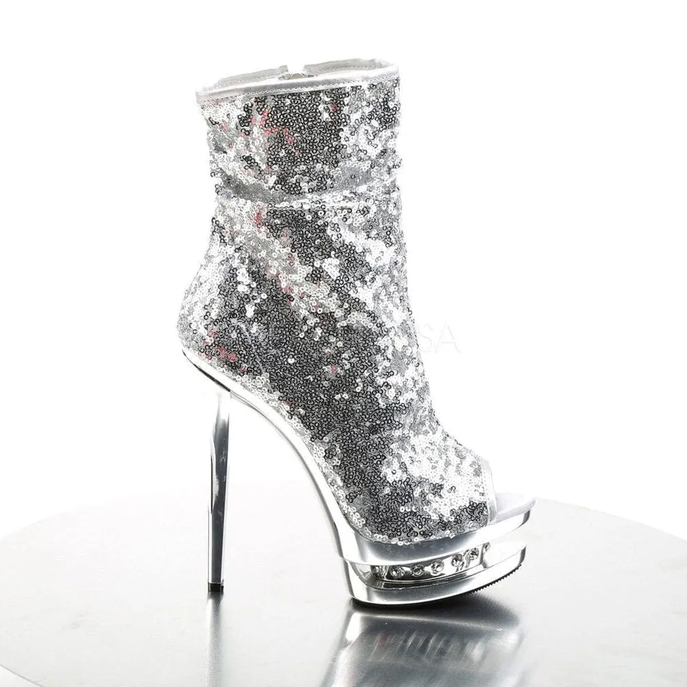 SS-BLONDIE-R-1008 Platform Boot  | Silver Sequins