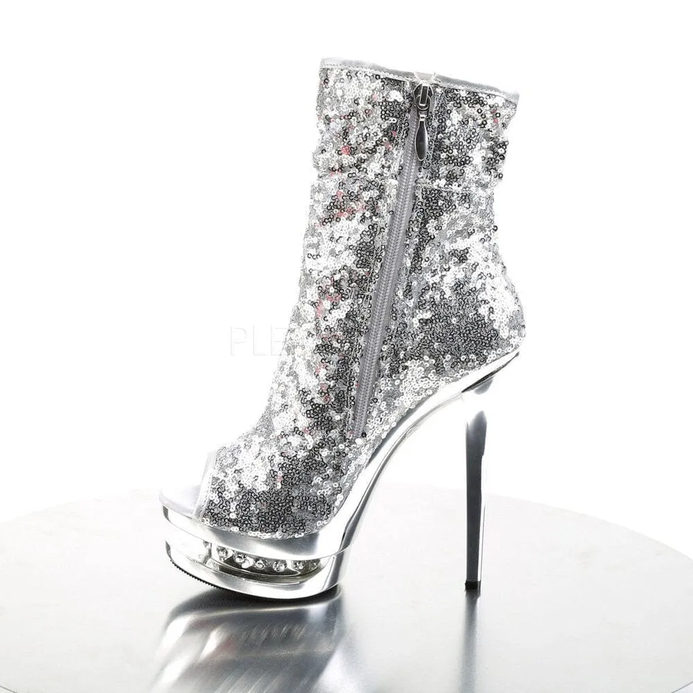 SS-BLONDIE-R-1008 Platform Boot  | Silver Sequins