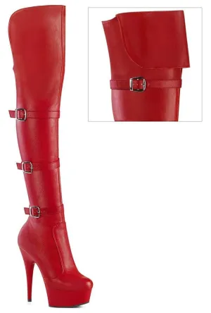 SS-DELIGHT-3018 Red Faux Leather Knee Boot
