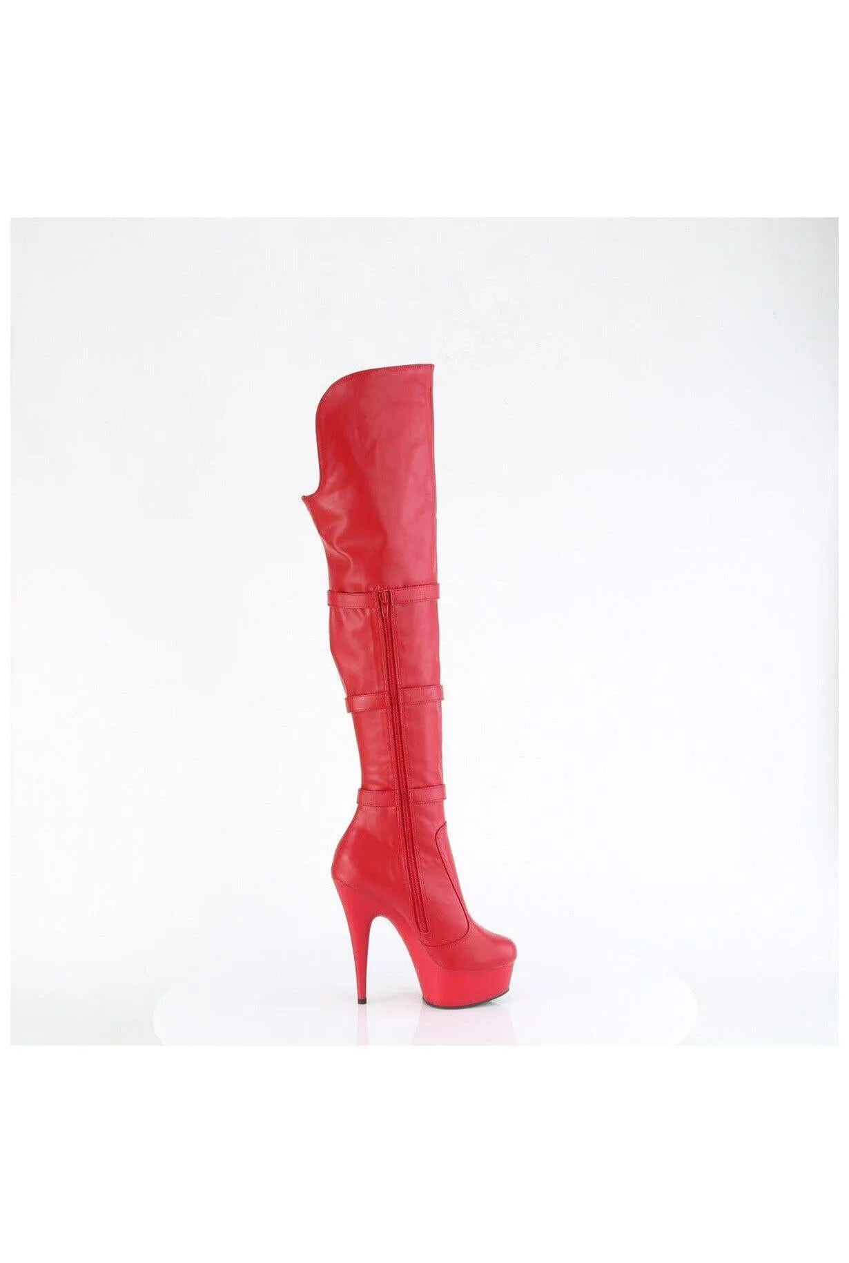 SS-DELIGHT-3018 Red Faux Leather Knee Boot