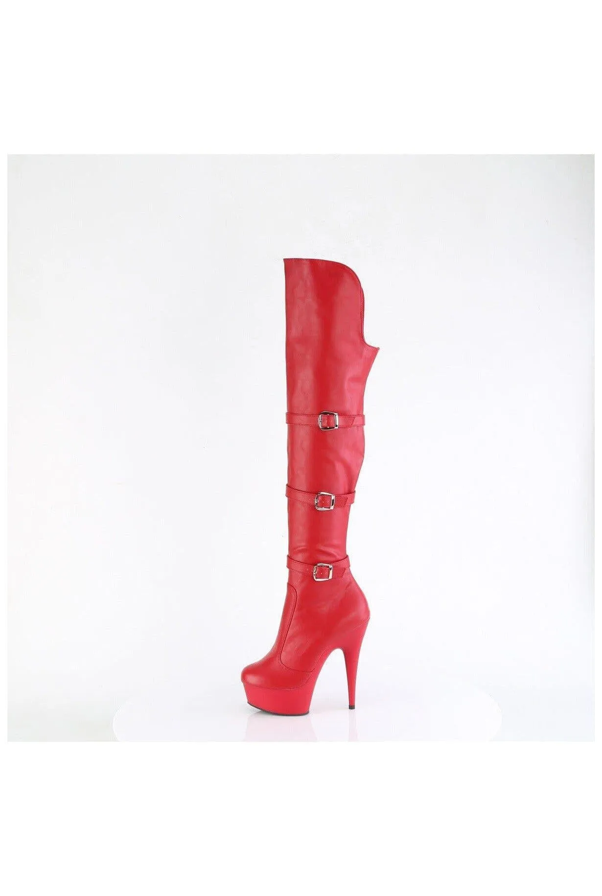 SS-DELIGHT-3018 Red Faux Leather Knee Boot