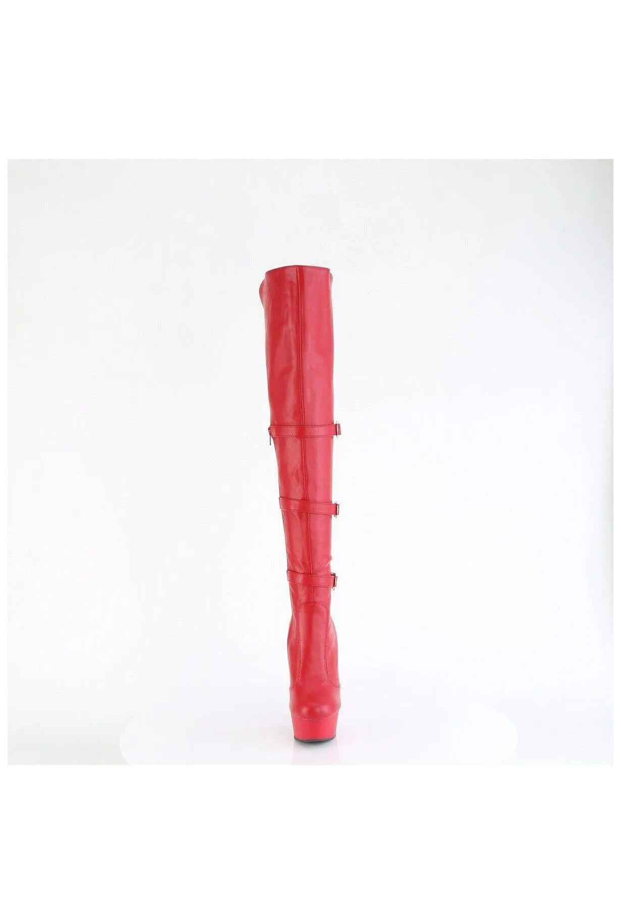 SS-DELIGHT-3018 Red Faux Leather Knee Boot