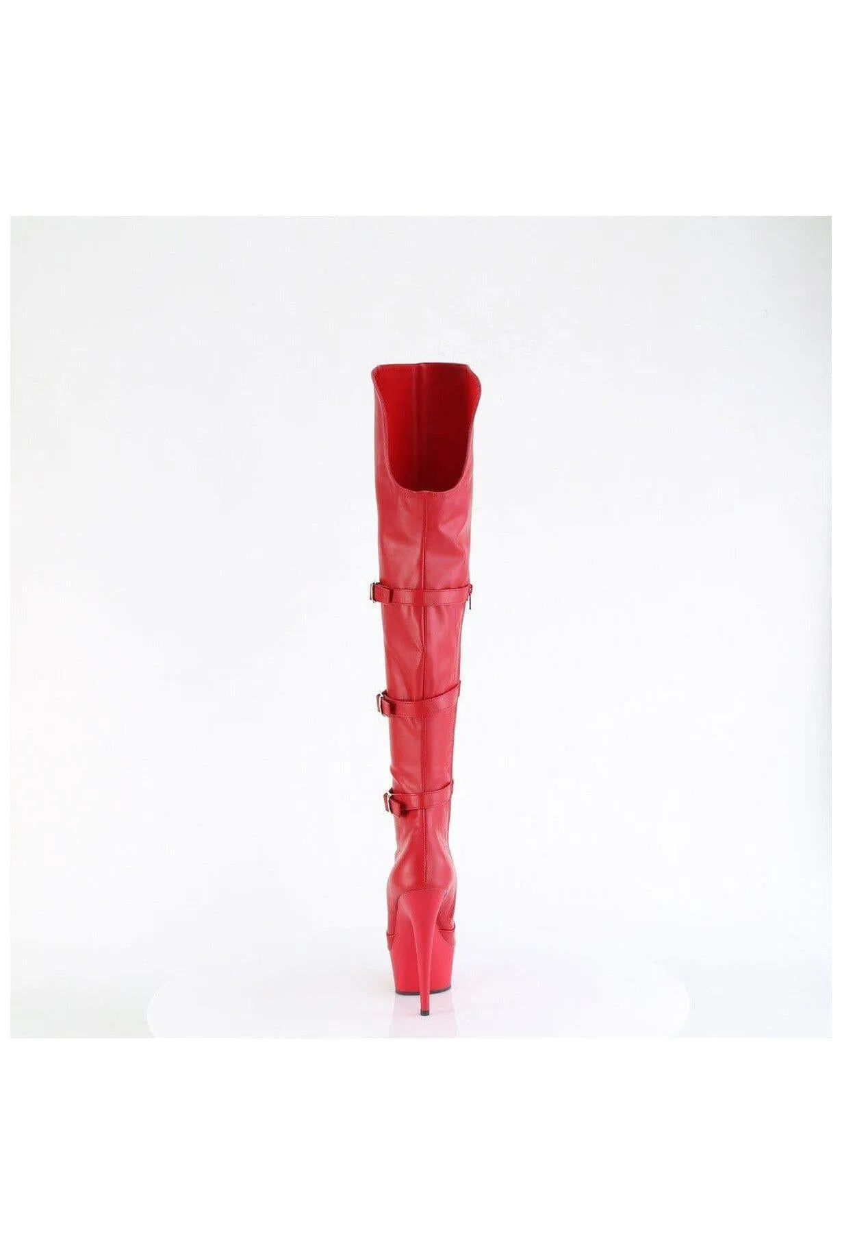 SS-DELIGHT-3018 Red Faux Leather Knee Boot