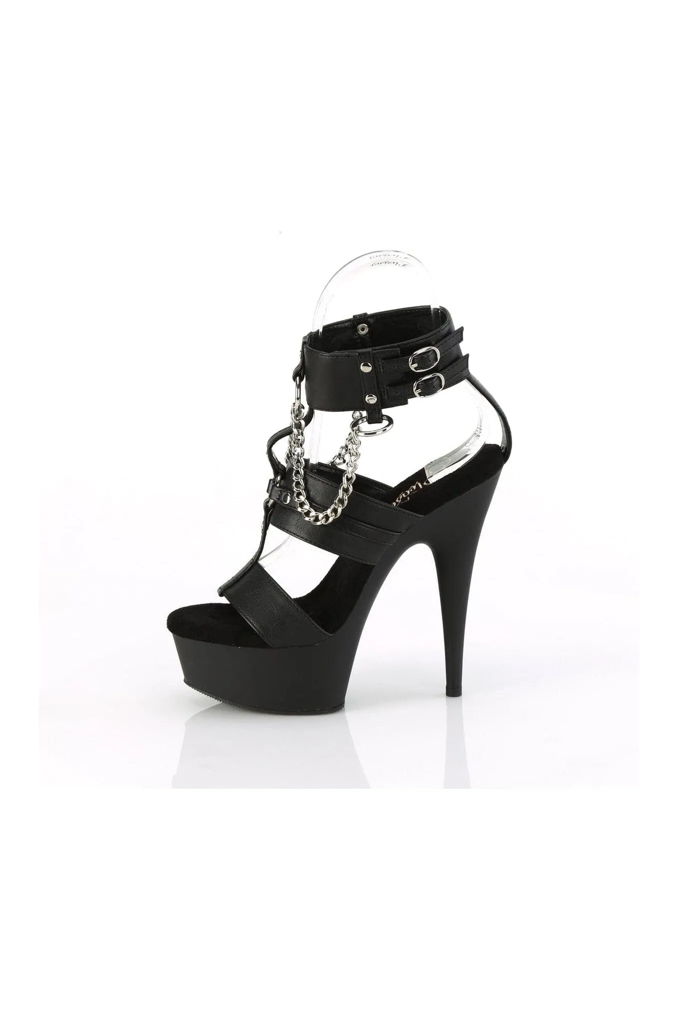 SS-DELIGHT-661 Black Faux Leather Sandal