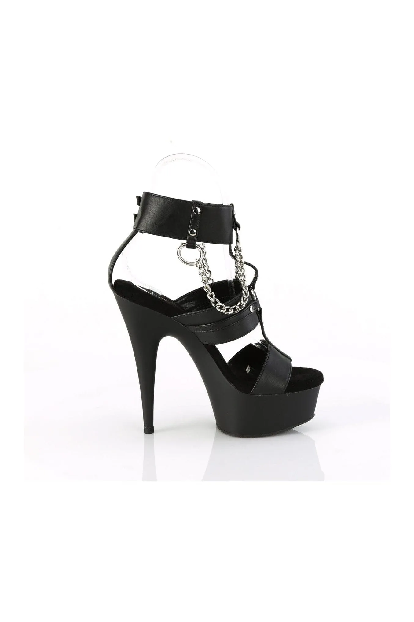SS-DELIGHT-661 Black Faux Leather Sandal