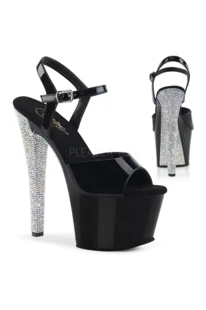 SS-SKY-309CHRS Platform Sandal  | Black Patent