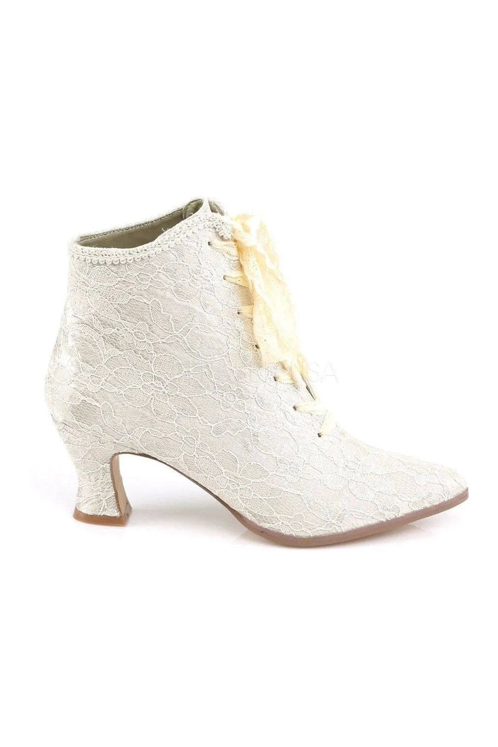 SS-VICTORIAN-30 Ankle Boot | Champagne Genuine Satin