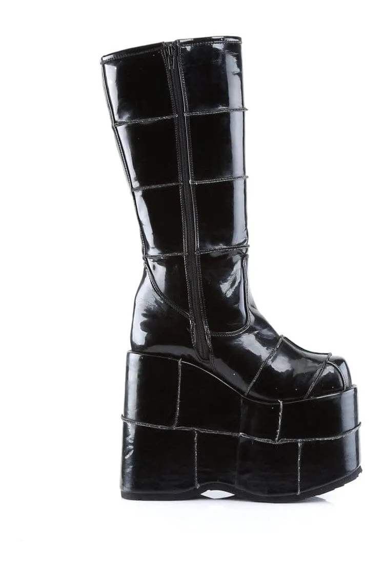 STACK-301 Black Patent Knee Boot