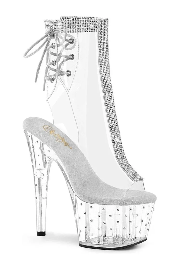 STARDUST-1018C-2RS Exotic Ankle Boot | Clear Vinyl
