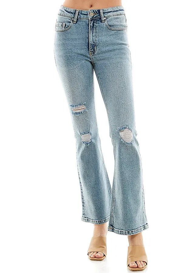 STRETCH HIGH RISE  FLARE JEANS