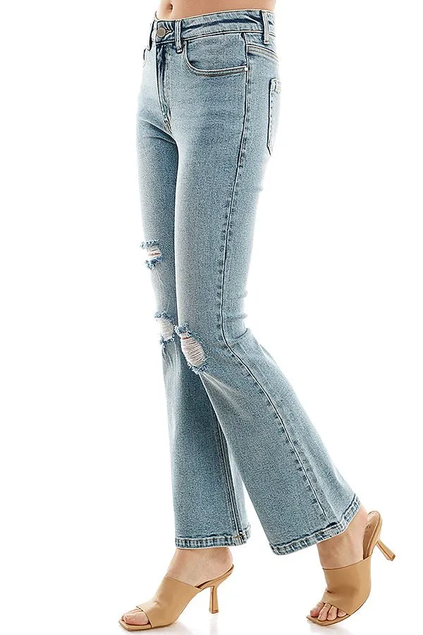 STRETCH HIGH RISE  FLARE JEANS