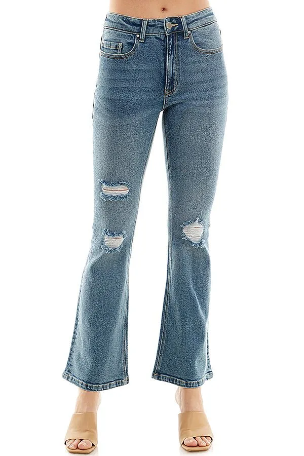 STRETCH HIGH RISE  FLARE JEANS