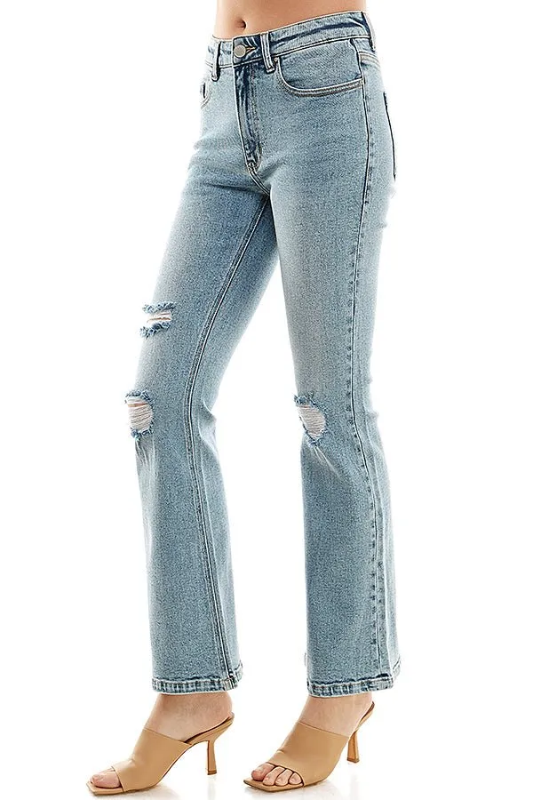 STRETCH HIGH RISE  FLARE JEANS