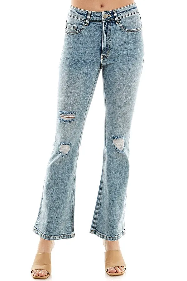 STRETCH HIGH RISE  FLARE JEANS