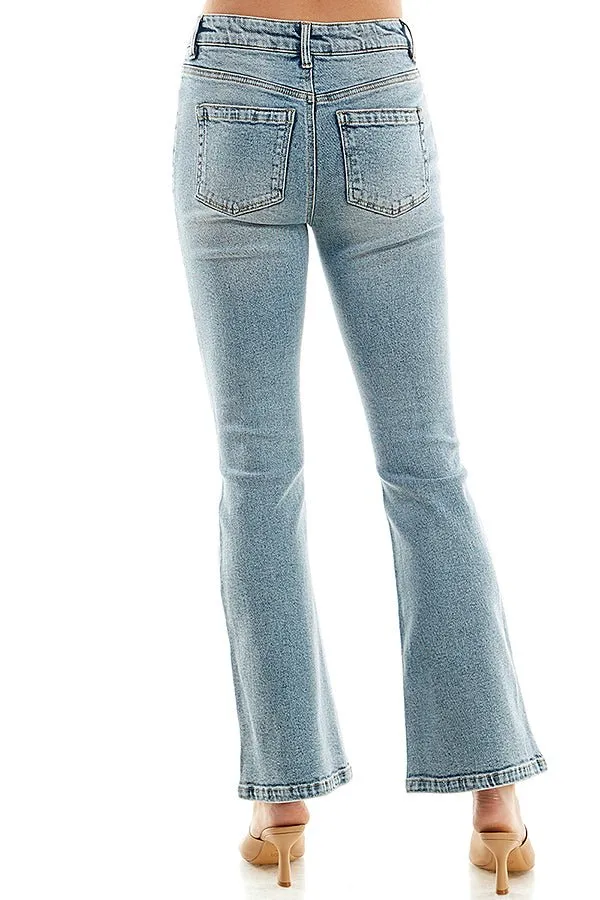 STRETCH HIGH RISE  FLARE JEANS