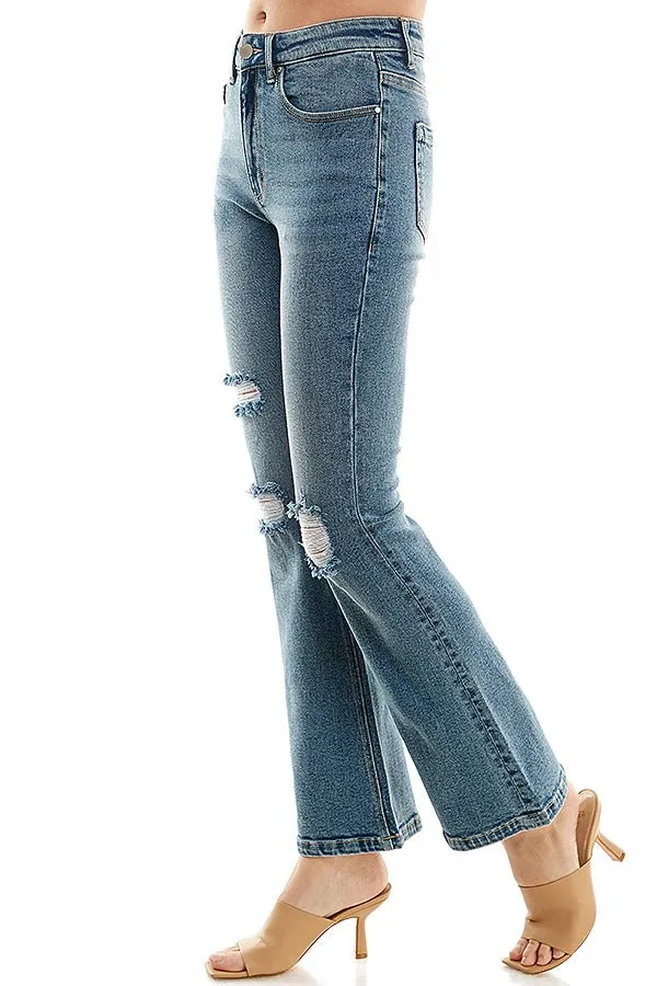 STRETCH HIGH RISE  FLARE JEANS
