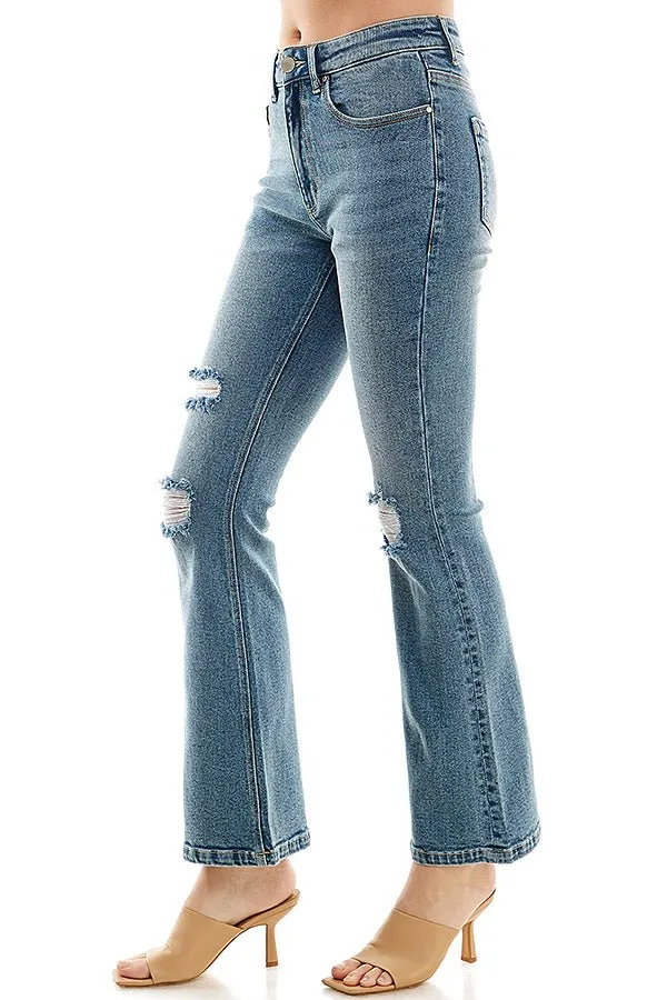 STRETCH HIGH RISE  FLARE JEANS