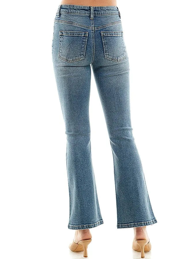 STRETCH HIGH RISE  FLARE JEANS