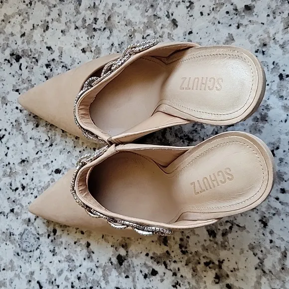 Suede schutz Nude Elisah mule pumps US sz 9.5