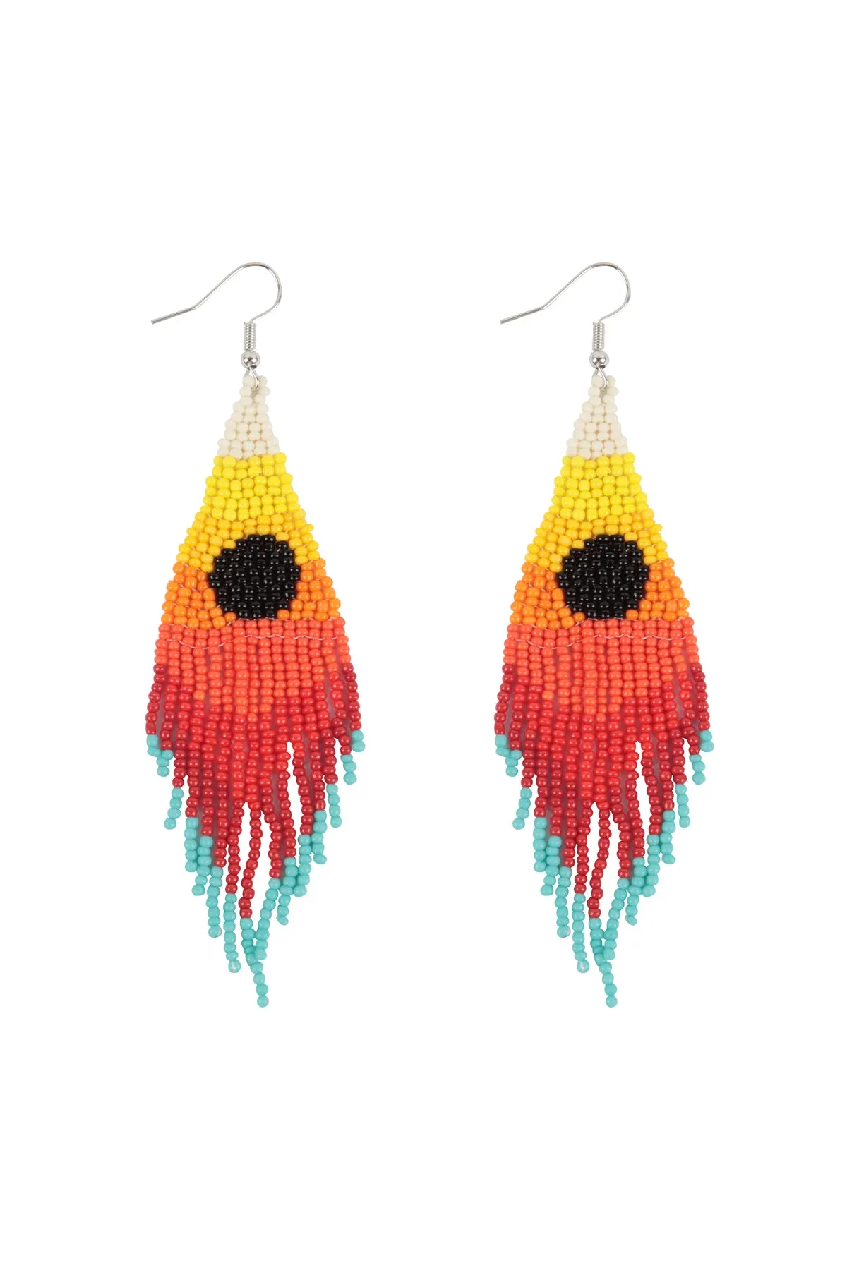 SUMMER SEED BEADS FRINGE FISH HOOK BOHO EARRINGS