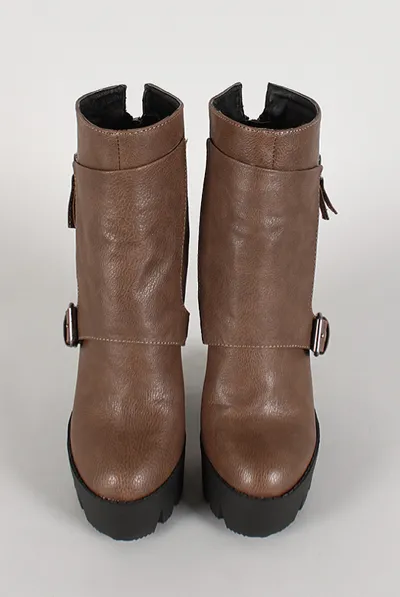Taupe Metal Studded Heel Bootie