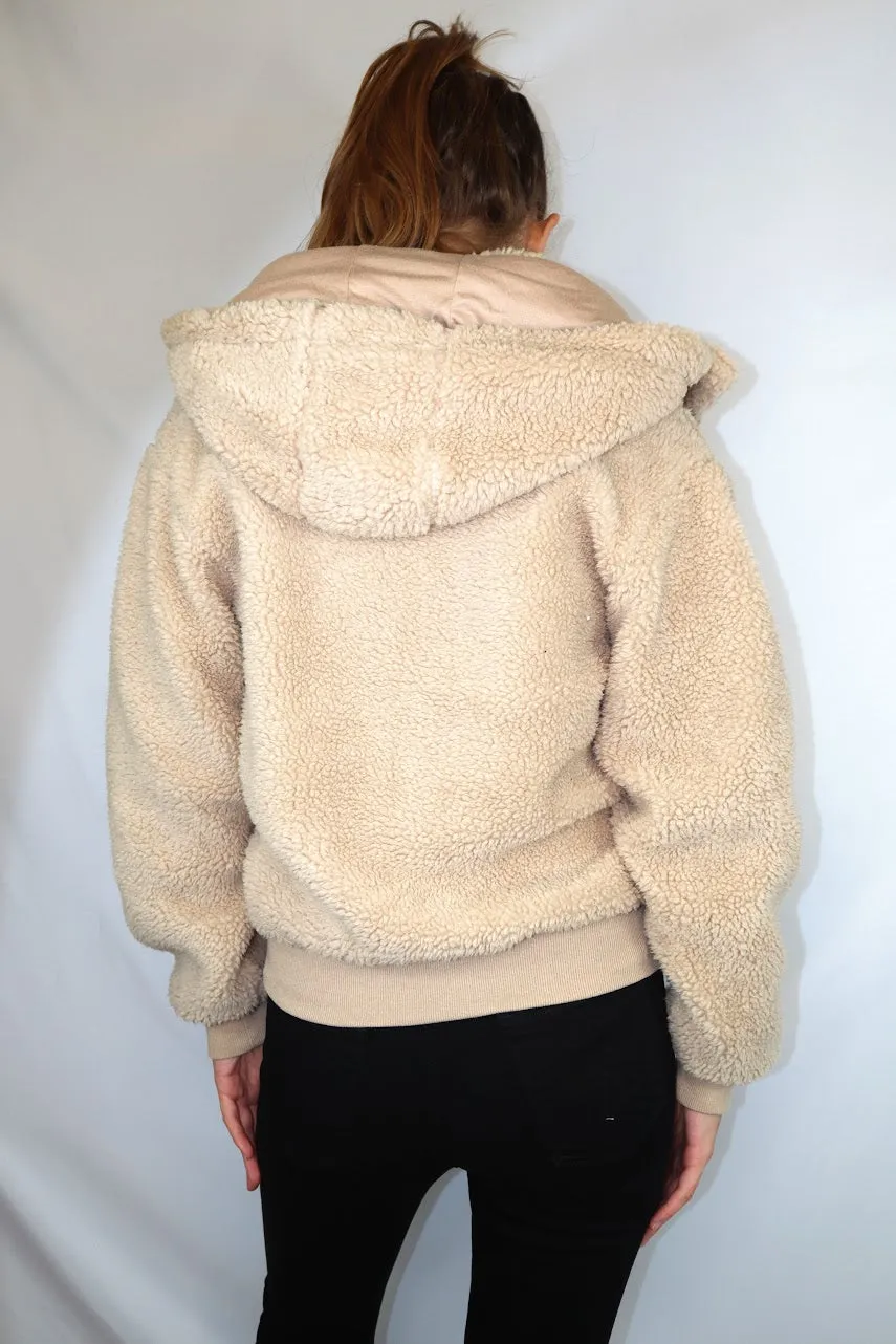 Teddi Zip Up Coat Taupe