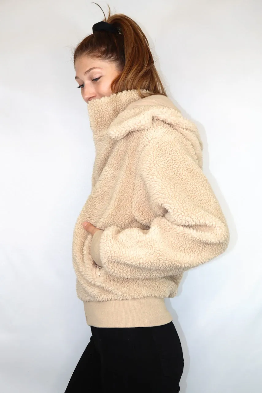 Teddi Zip Up Coat Taupe