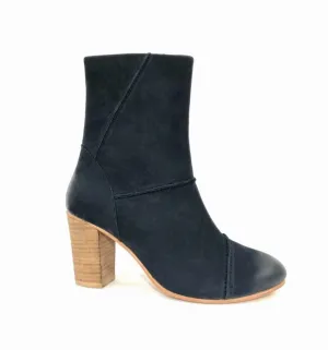 Tess Black Stacked Heel Boot