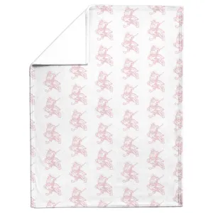 The Citadel, Vintage Marching Bulldog logo, Pink/White Baby Blanket