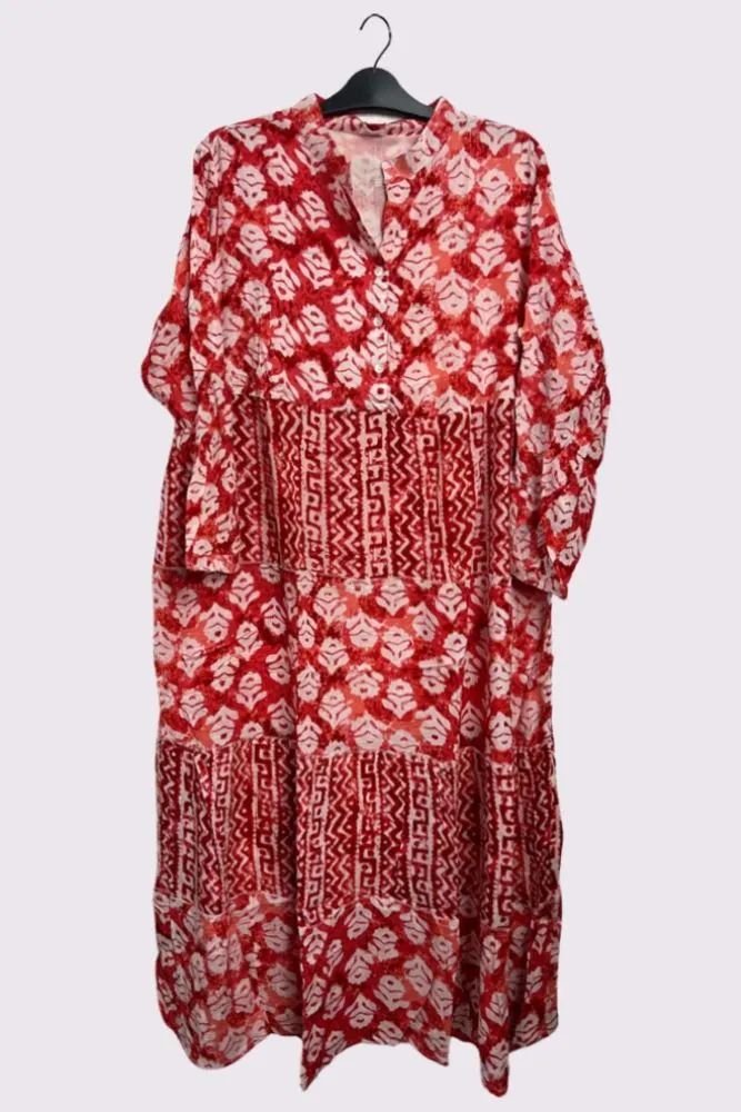 Tie Dye Multi Geometric Print Maxi Summer Style Dress