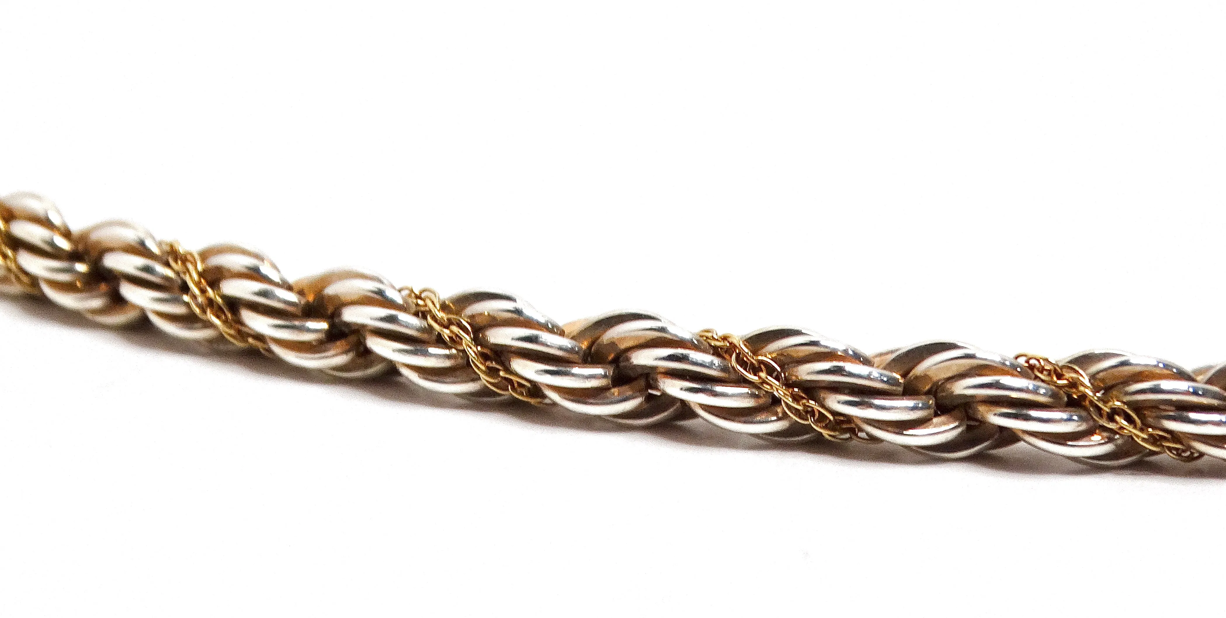 Tiffany & Co Rope Chain Sterling Silver and 14K Gold Necklace