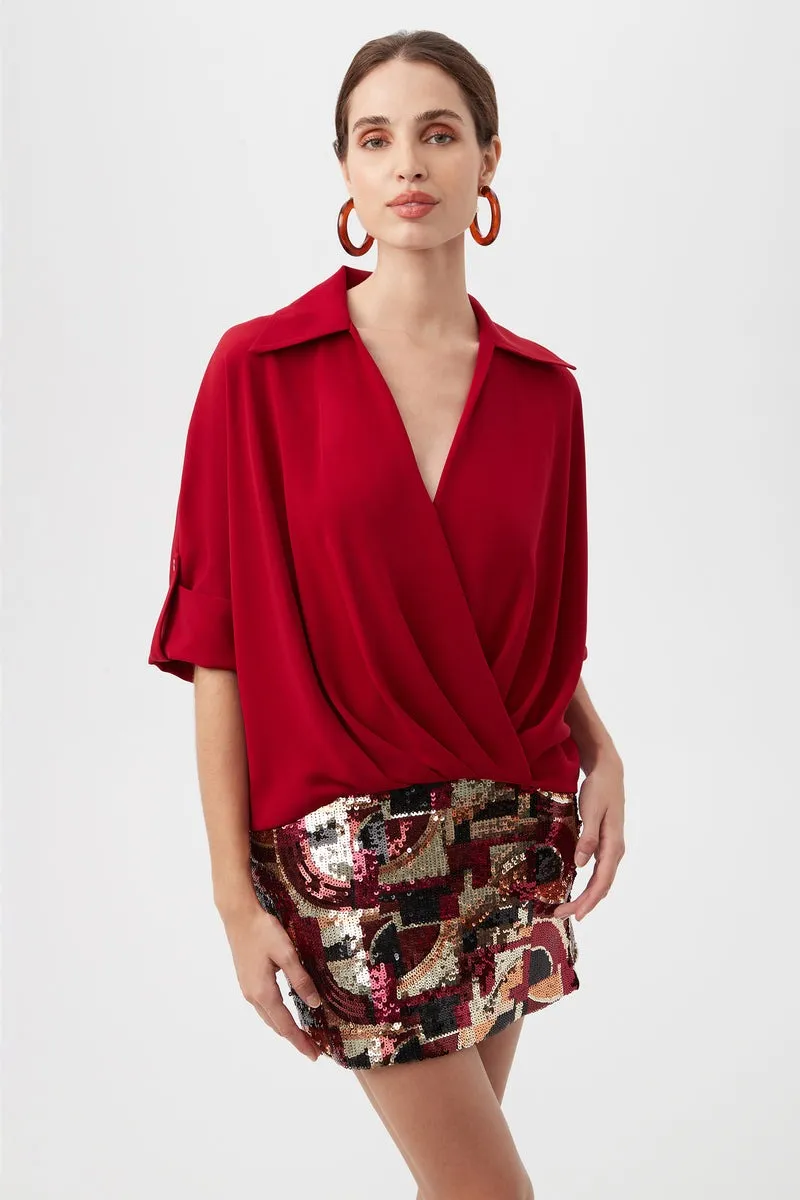 Trina Turk Otto Top in Roselle Red