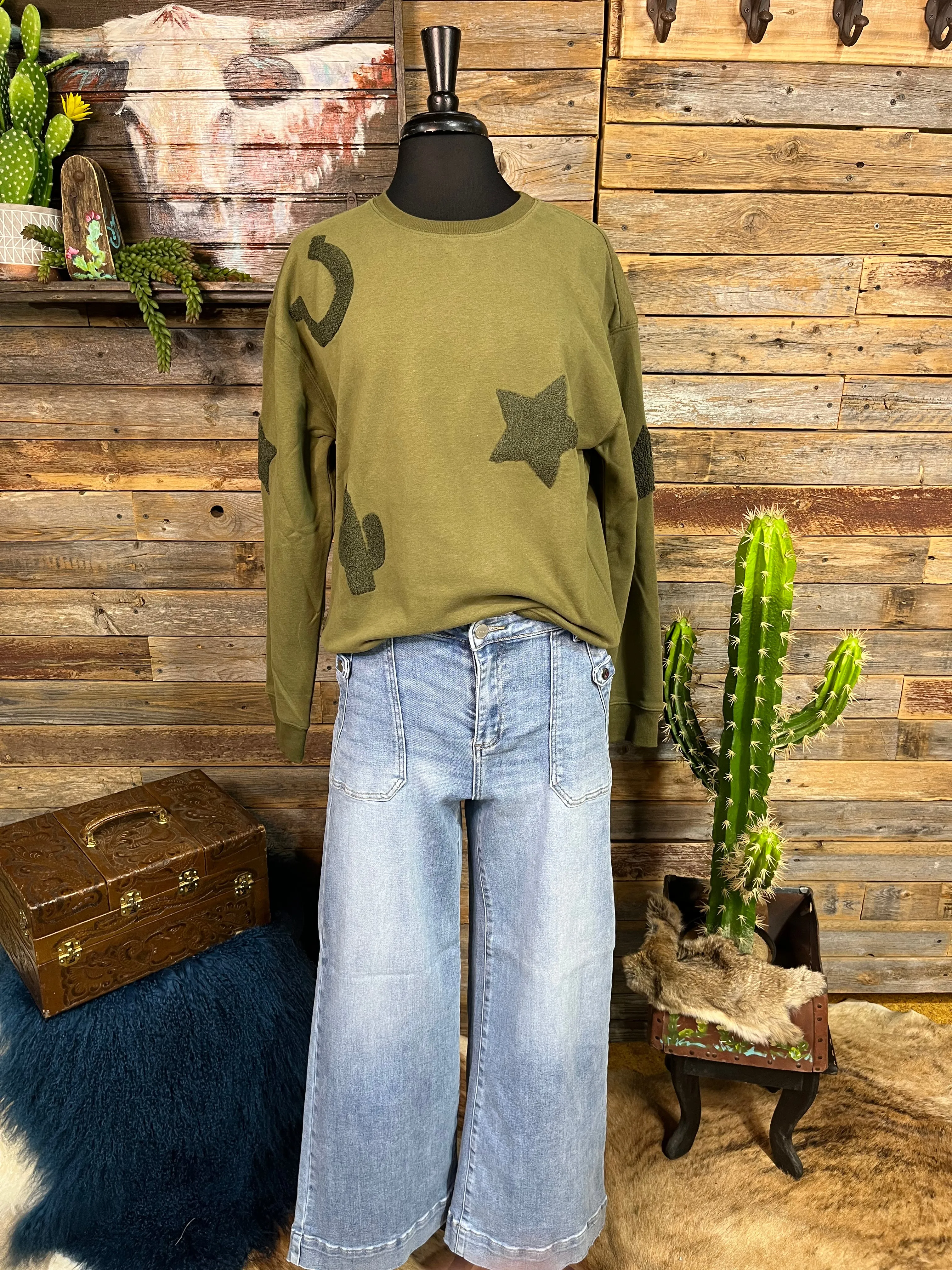 Tulsa Western Textured Patchwork Sweatshirt
