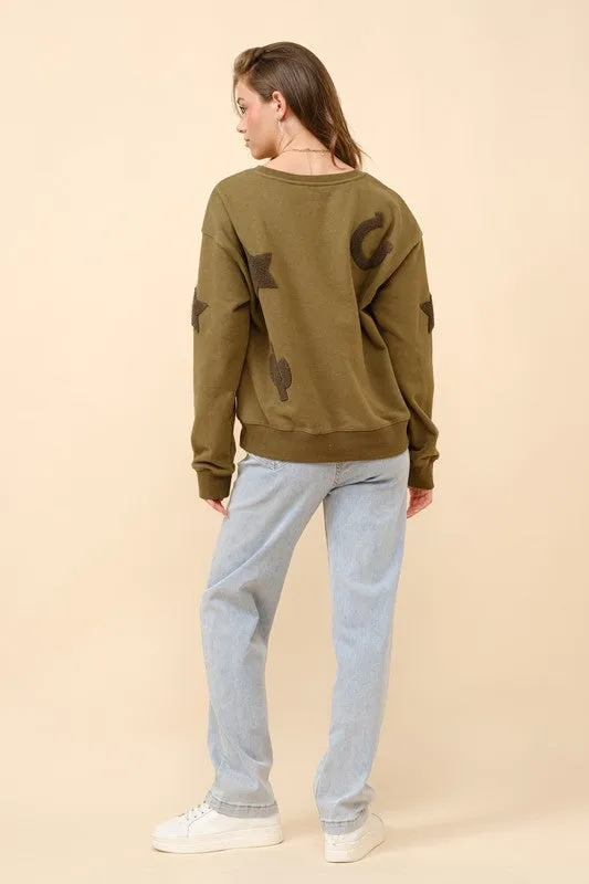 Tulsa Western Textured Patchwork Sweatshirt