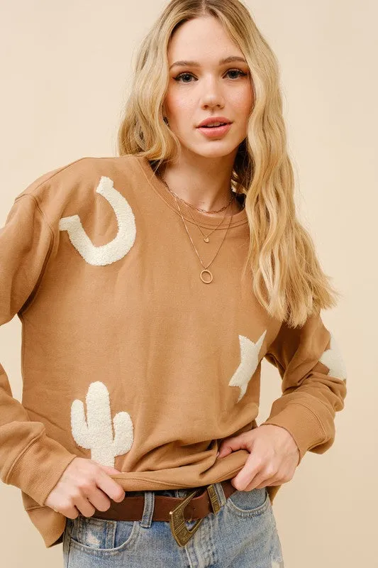 Tulsa Western Textured Patchwork Sweatshirt