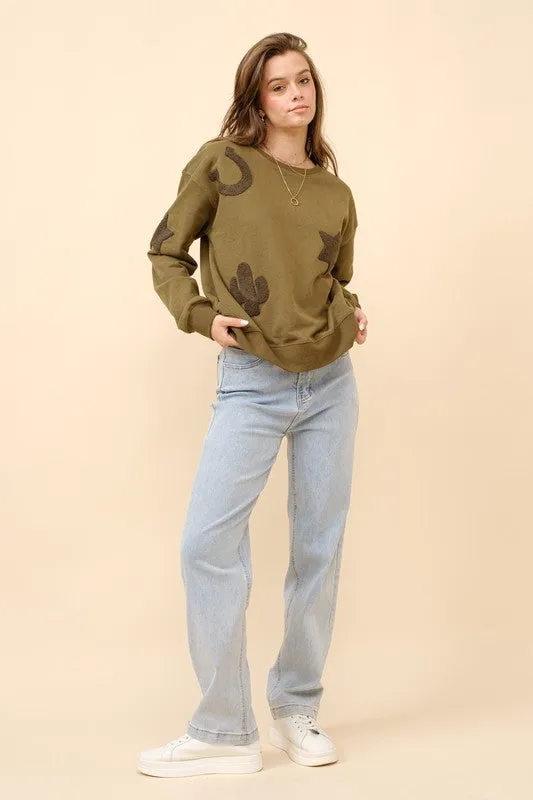 Tulsa Western Textured Patchwork Sweatshirt