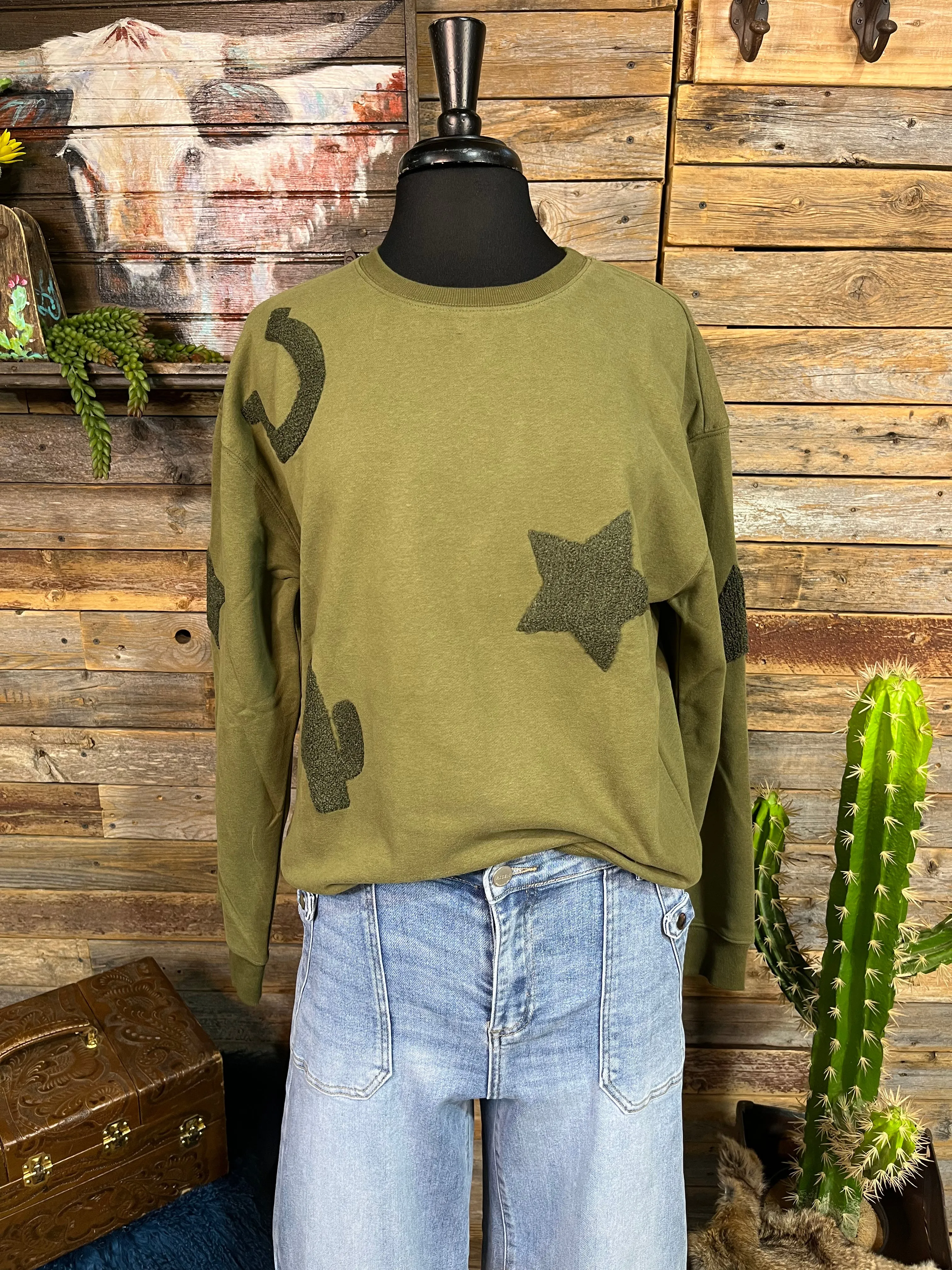 Tulsa Western Textured Patchwork Sweatshirt