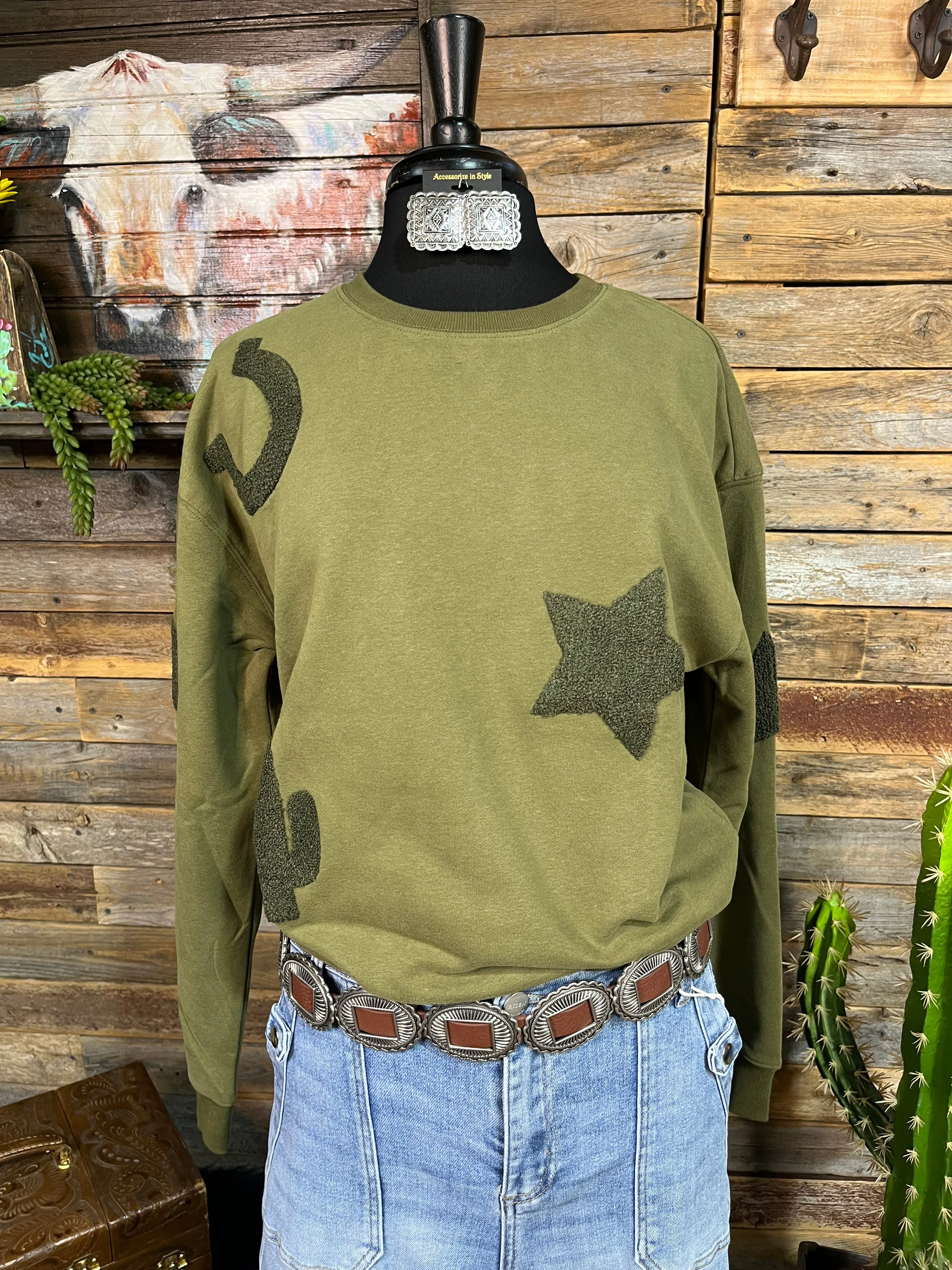 Tulsa Western Textured Patchwork Sweatshirt