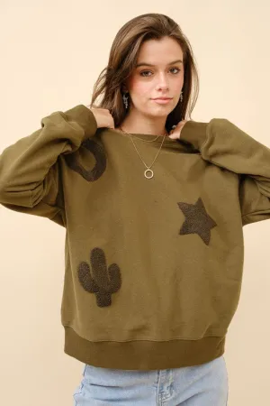 Tulsa Western Textured Patchwork Sweatshirt