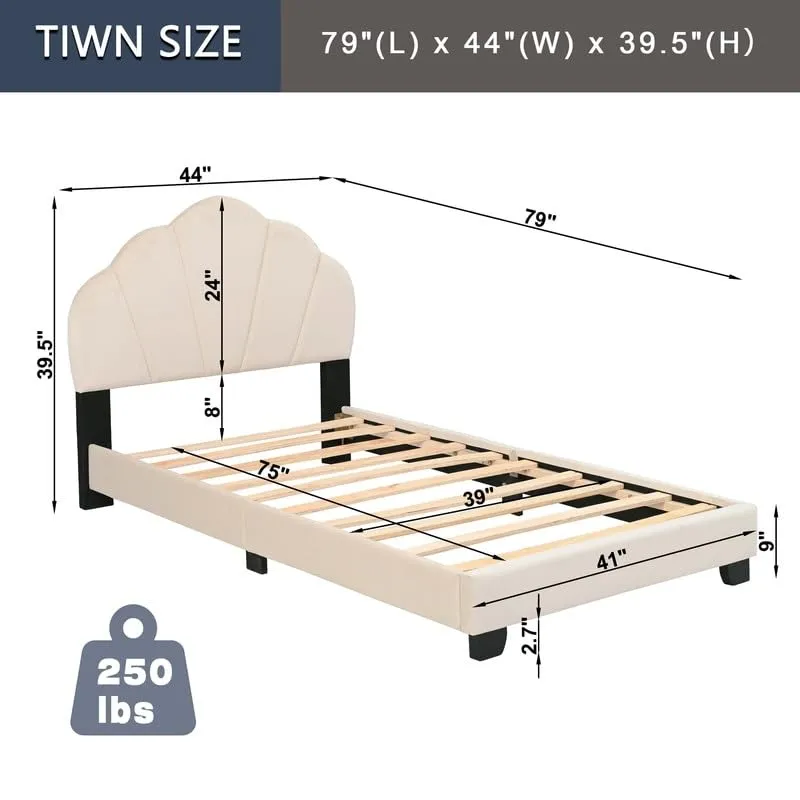 Twin Size Bear Design Upholstered Platform Bed Great Transition for