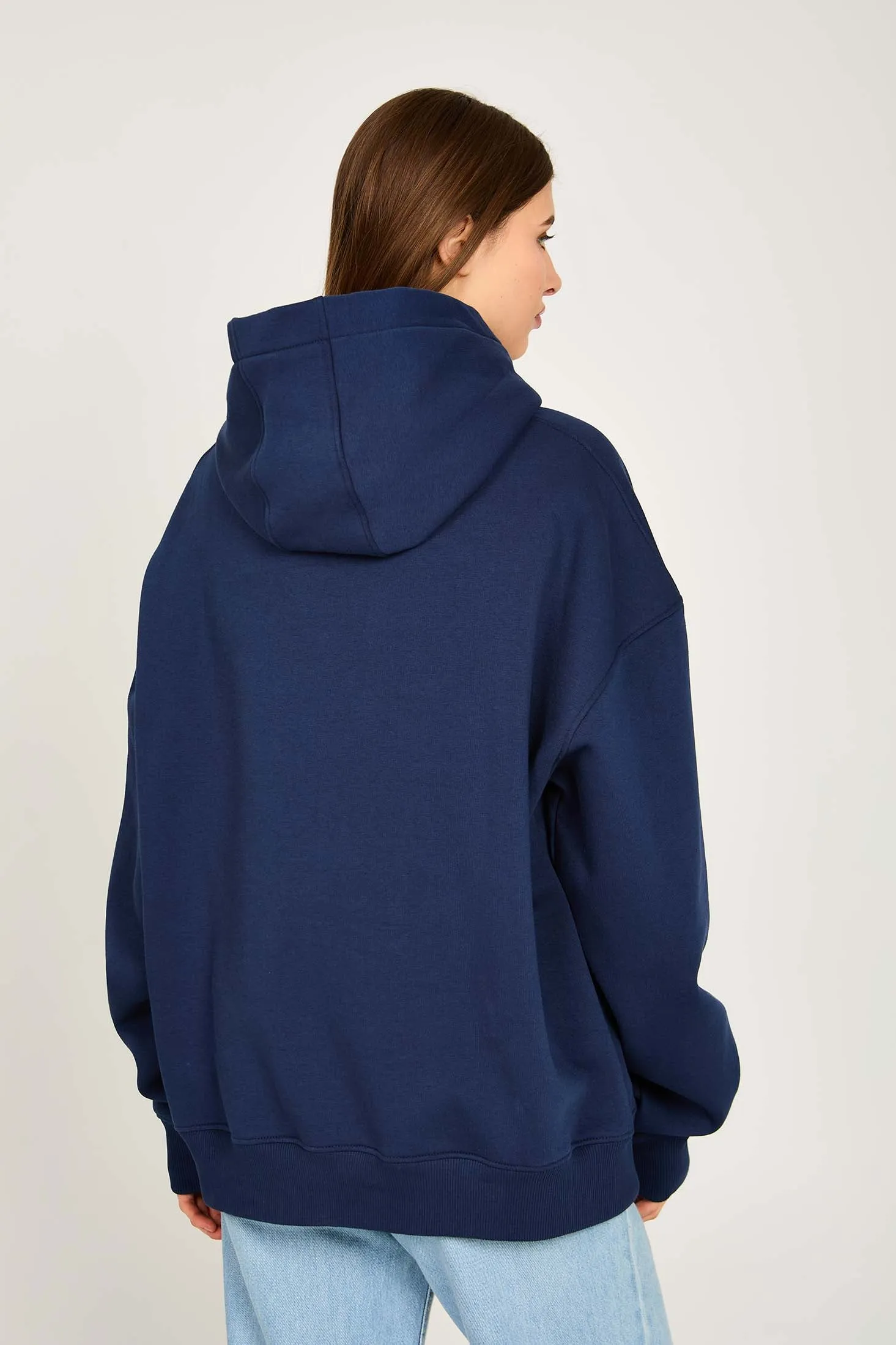 Unisex Sweat Shirt  Loose Fit Printed Hoodie Navy