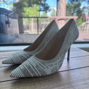 VANELI di Notte Suede Gray Embellished Pumps Shoes Size 8W