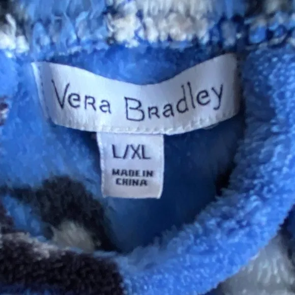 Vera Bradley Winter Penguins Luxe Hooded Plush Fleece Loungewear Sleep Robe-L/XL