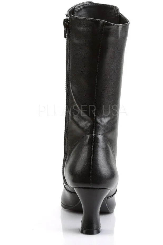 VICTORIAN-120 Ankle Boot | Black Faux Leather