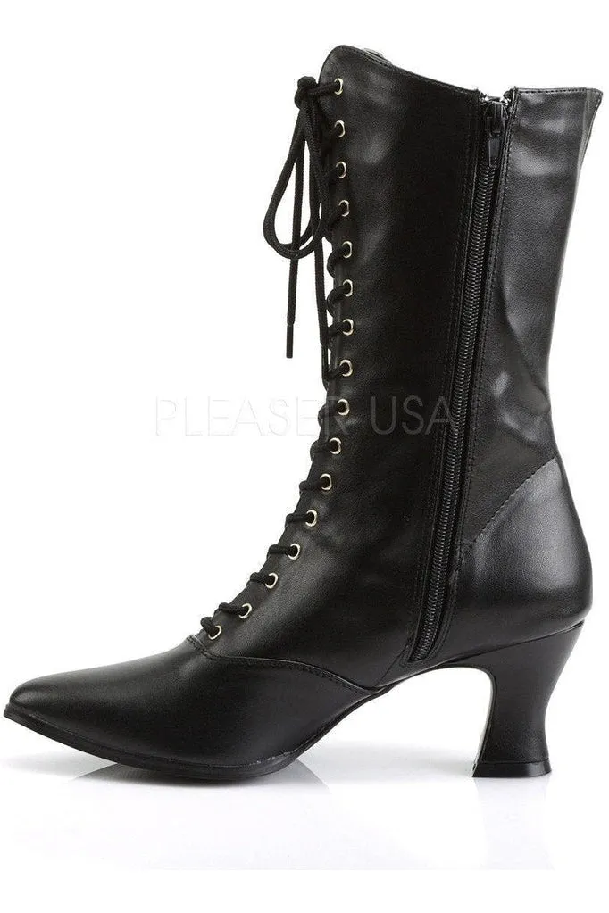VICTORIAN-120 Ankle Boot | Black Faux Leather