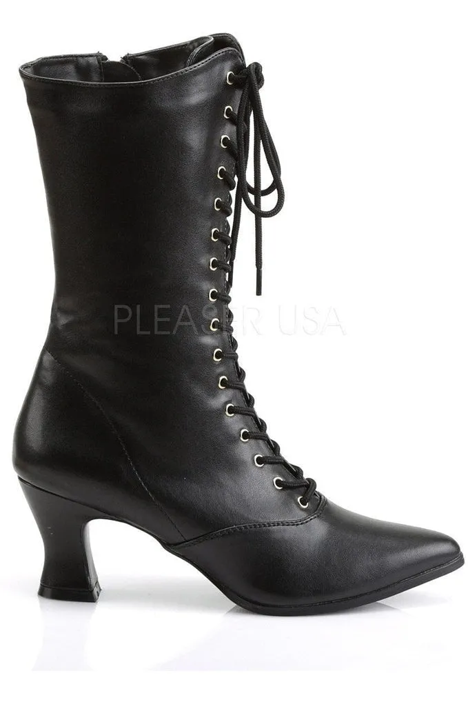 VICTORIAN-120 Ankle Boot | Black Faux Leather