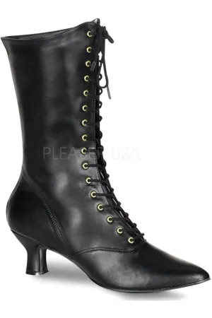 VICTORIAN-120 Ankle Boot | Black Faux Leather