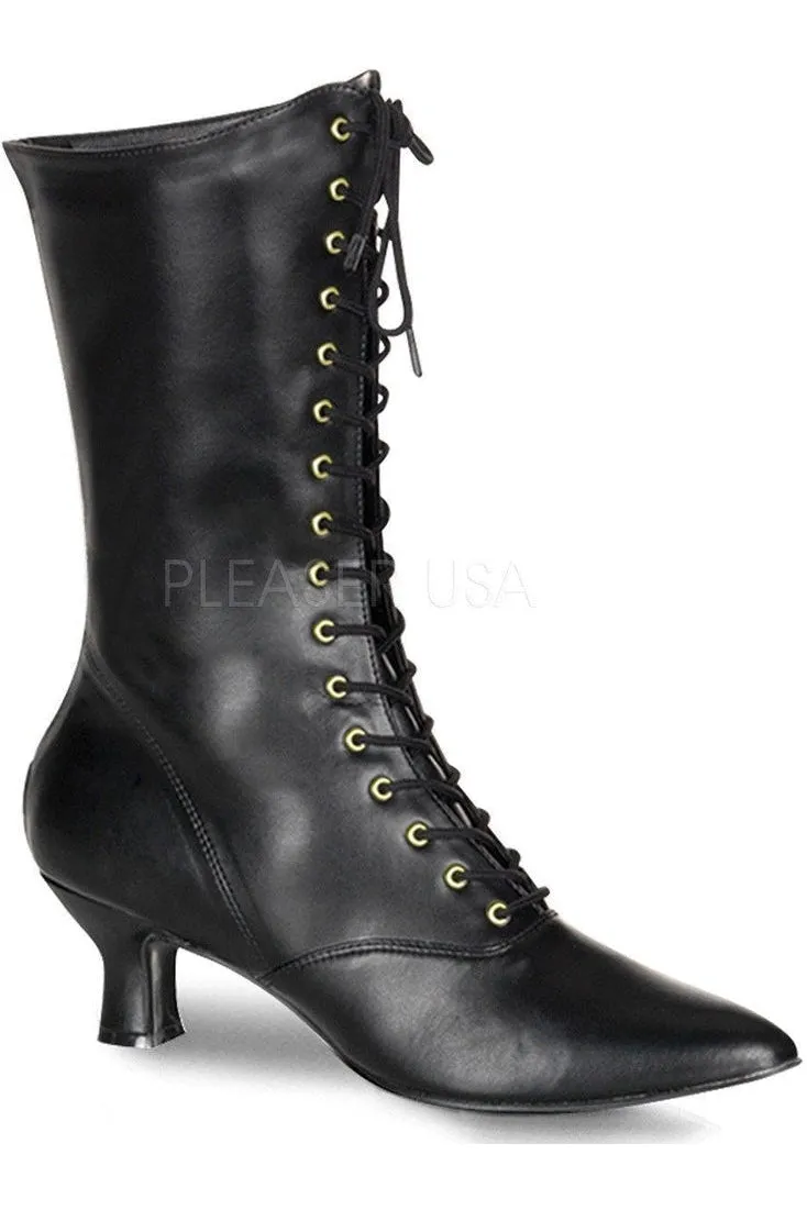 VICTORIAN-120 Ankle Boot | Black Faux Leather