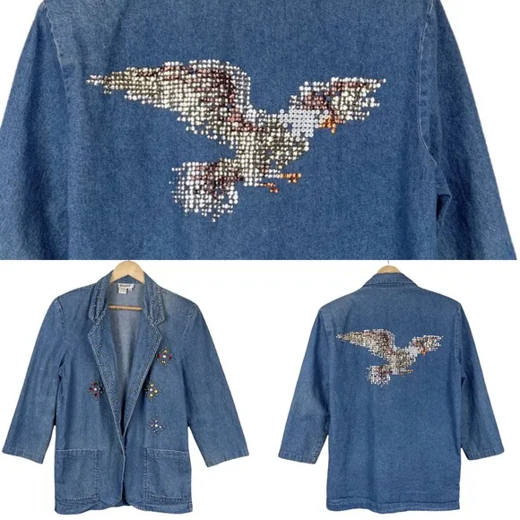 Vintage Dreams Bedazzled Denim Jean Jacket Size Medium