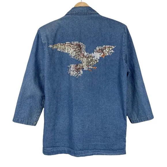Vintage Dreams Bedazzled Denim Jean Jacket Size Medium